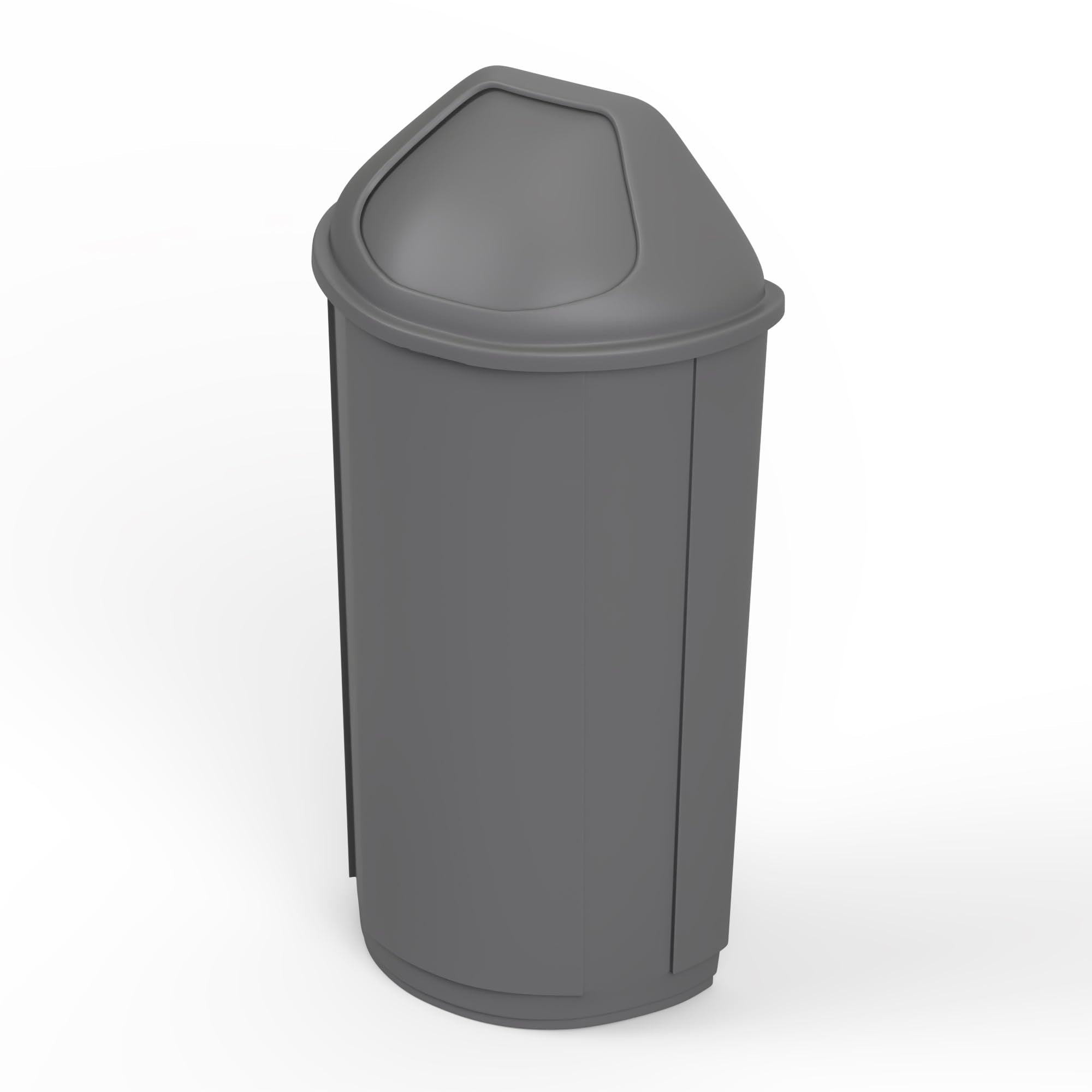 21-Gallon Gray Half-Round Commercial Trash Can with Dome Swing-Door Lid