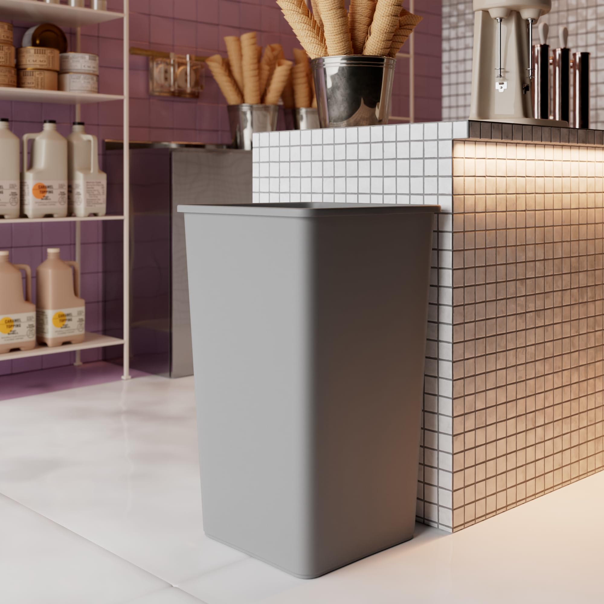 50 Gallon Gray Square Commercial Trash