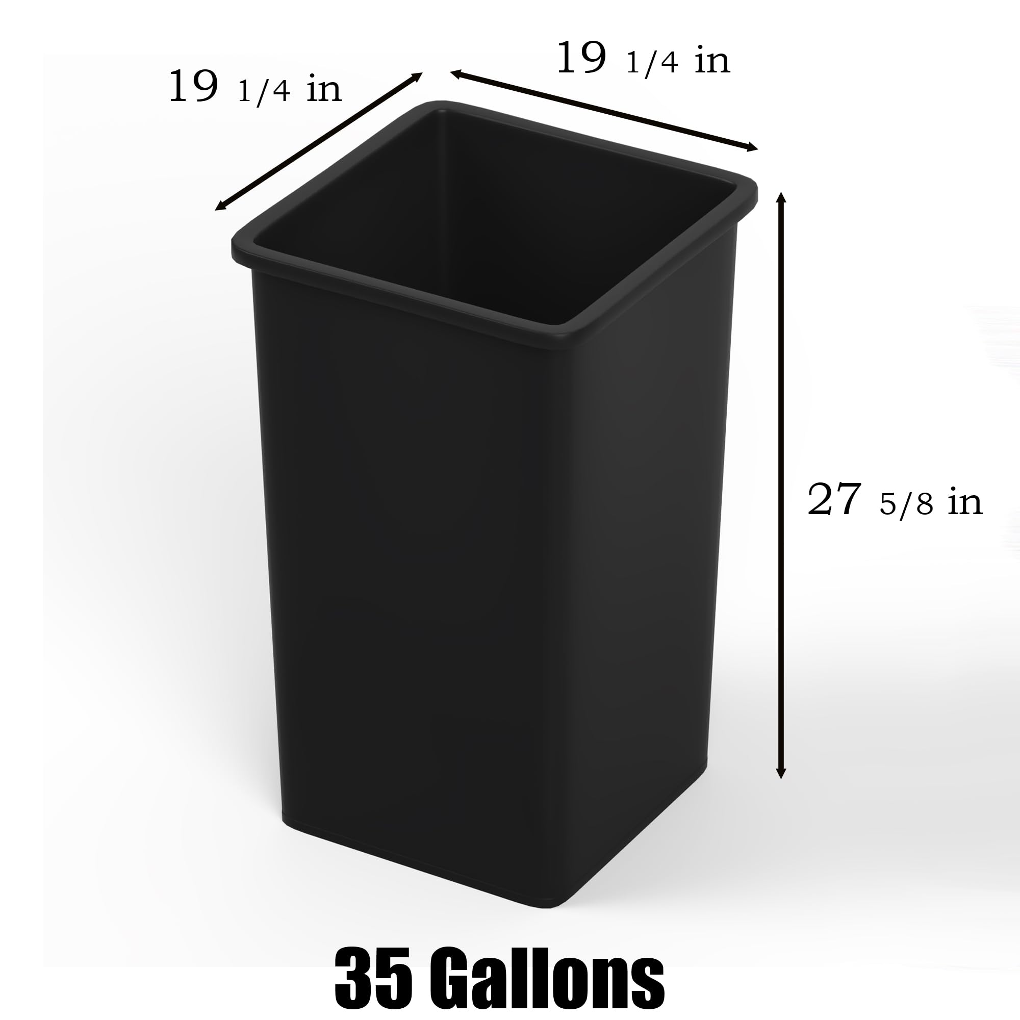 35 Gallon Black Square Commercial Trash