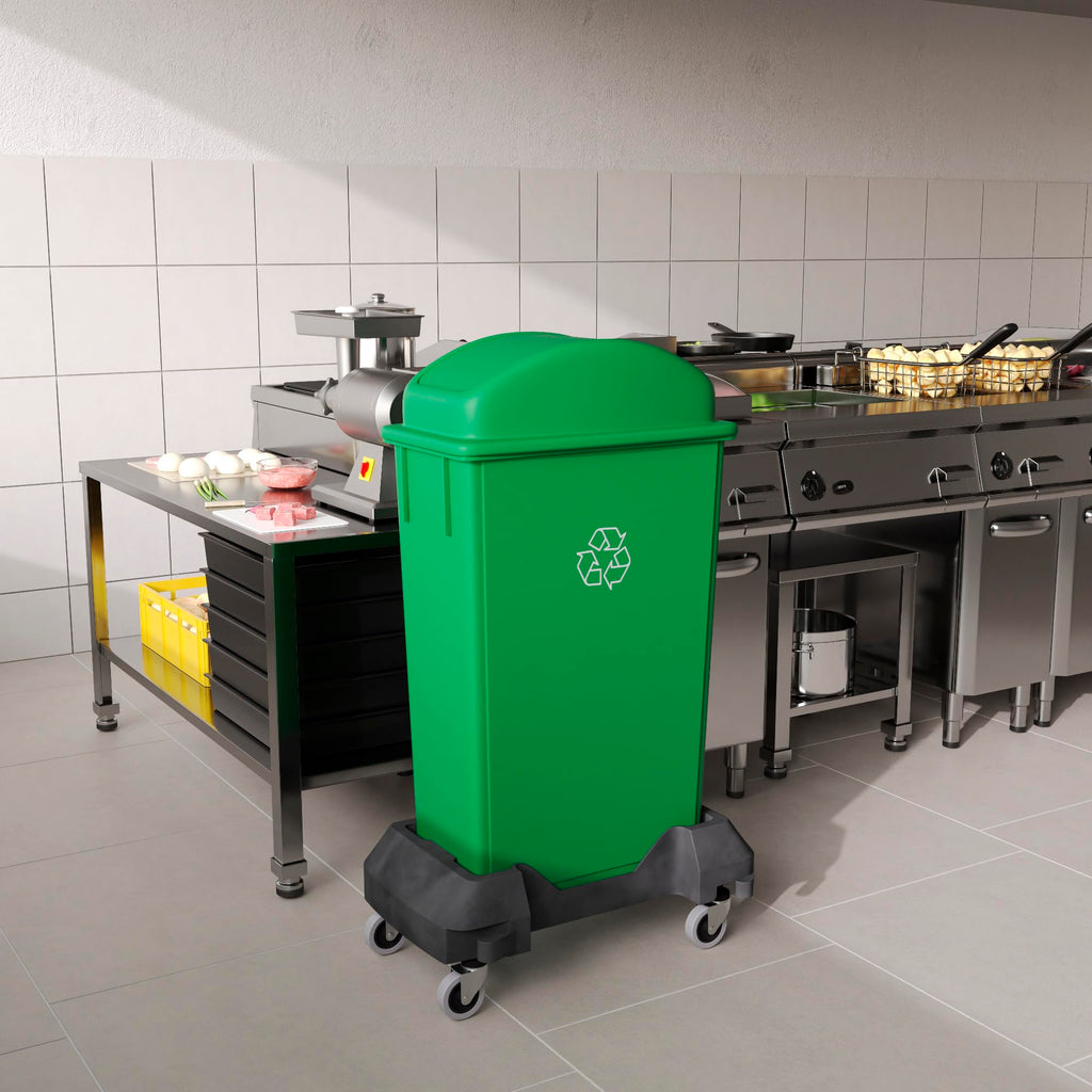 Regal Altair 23-Gallon Green Recycle Slim Trash Can with Swing Dome Lid and Dolly