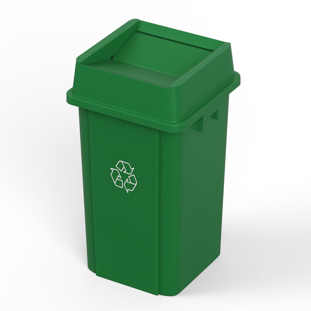 19 Gallon Green Recycle Square Commercial Trash