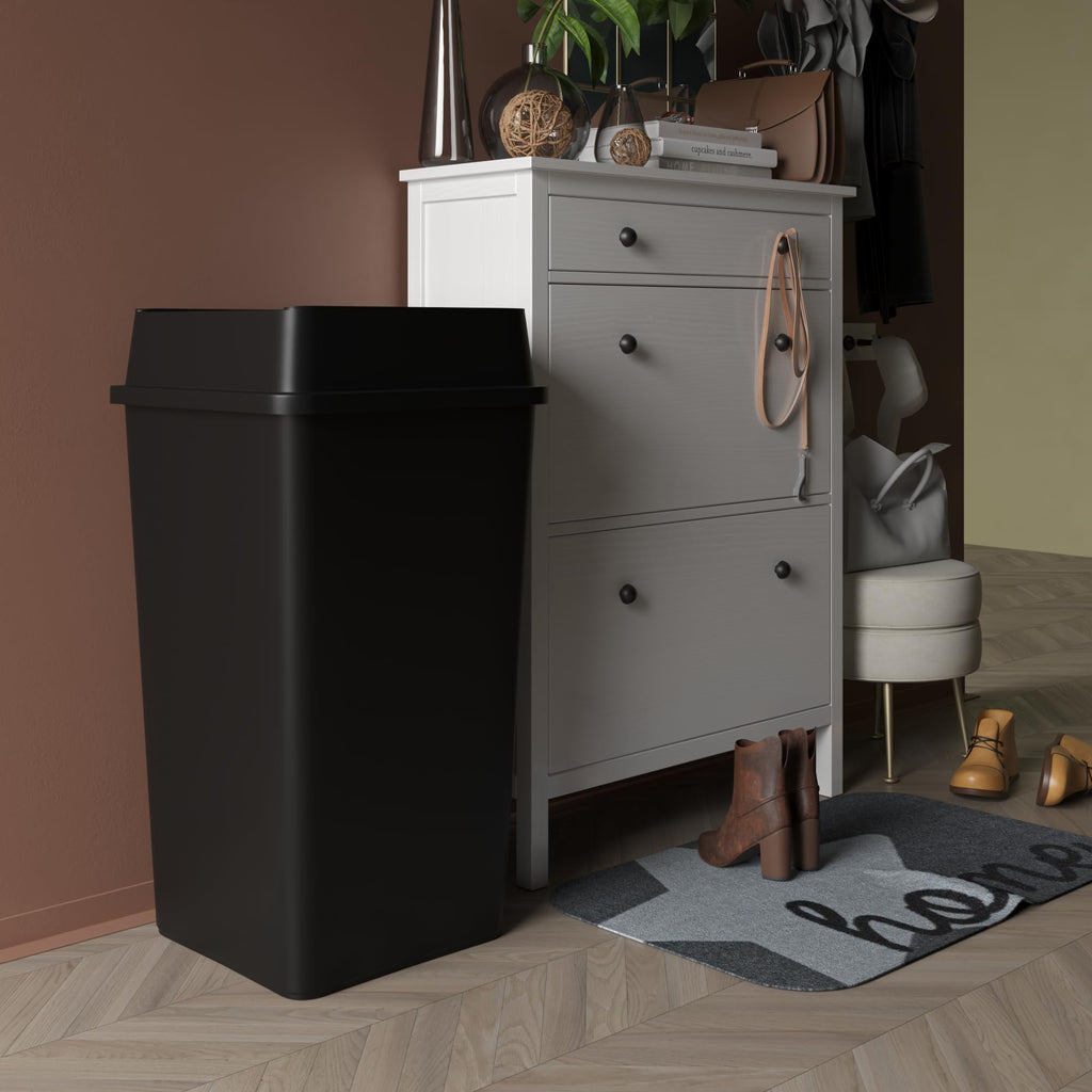 50 Gallon Black Square Commercial Trash Garbage Can with Lid