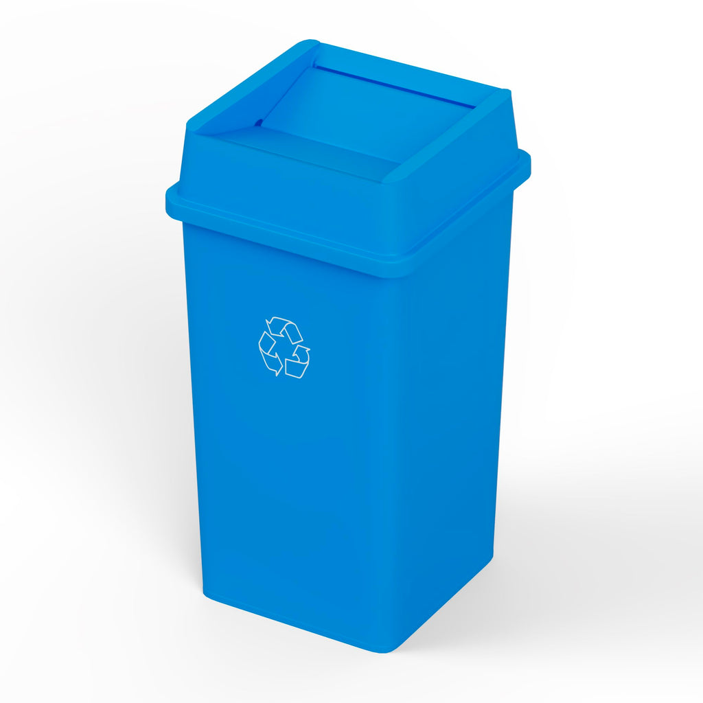 35 Gallon Blue Recycle Square Commercial Trash