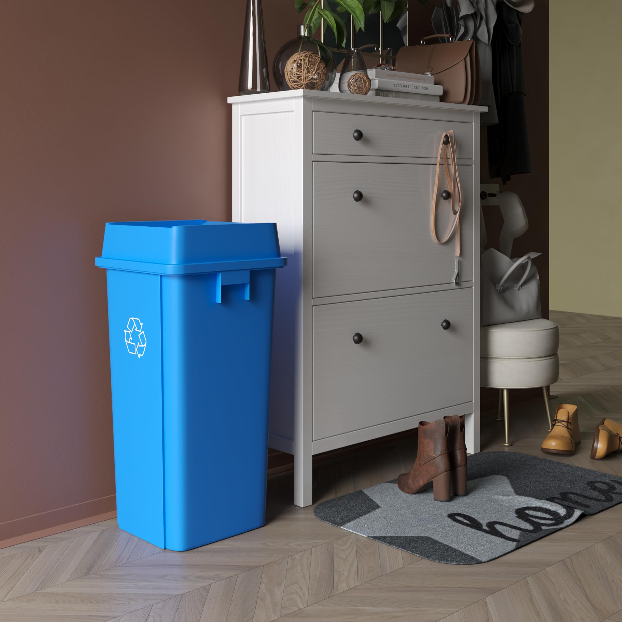 23 Gallon Blue Recycle Square Commercial Trash