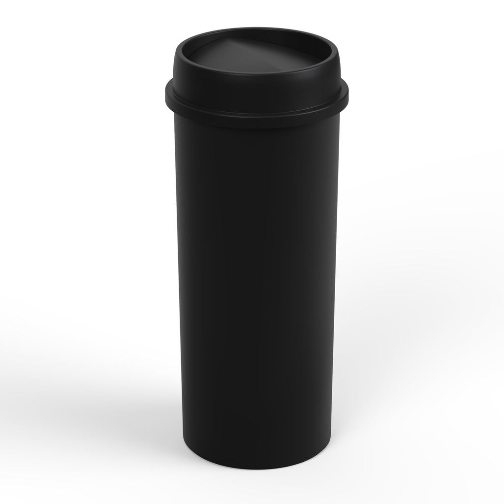 22 Gallon Black Round Waste Basket with Swing-Top Lid