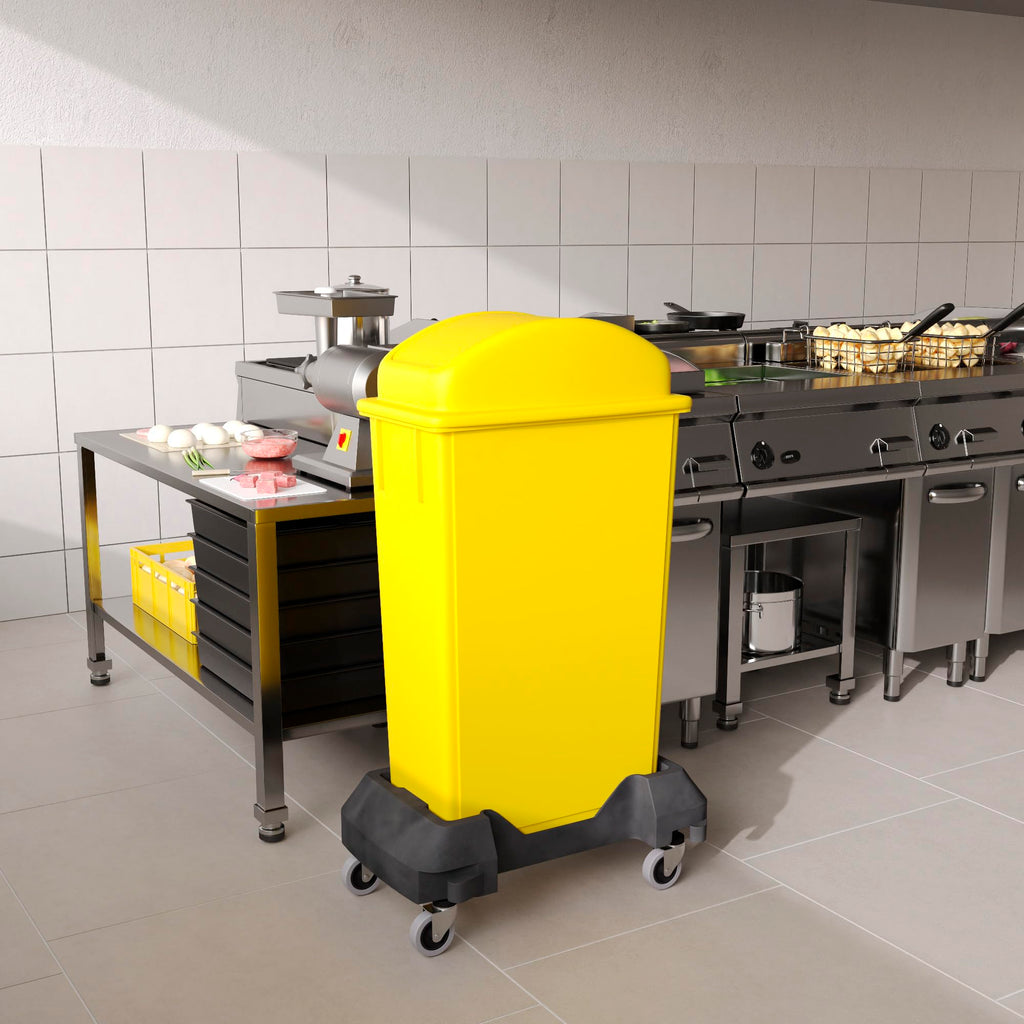 23-Gallon Yellow Slim Trash Can with Swing Dome Lid and Dolly