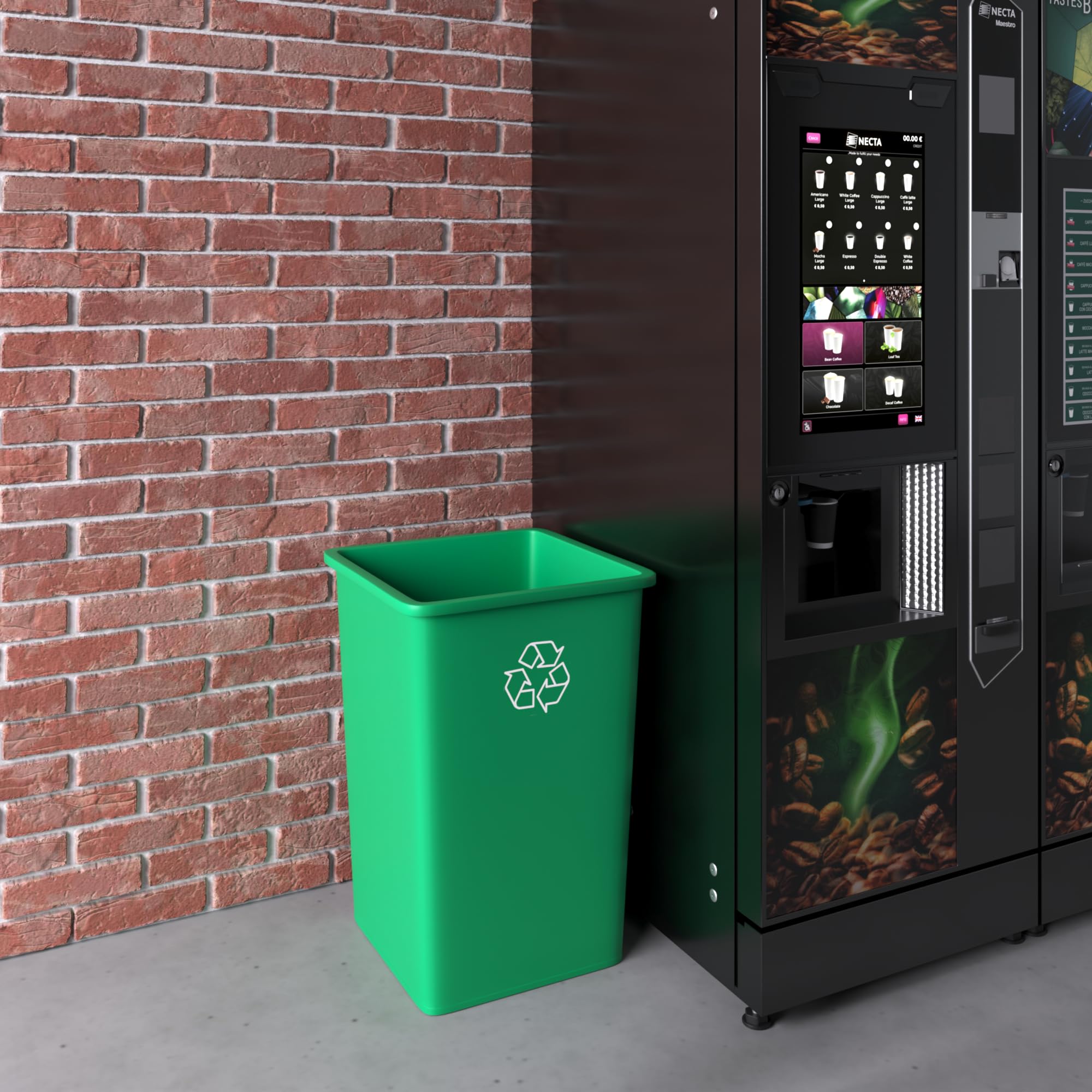 35 Gallon Green Recycle Square Commercial Trash