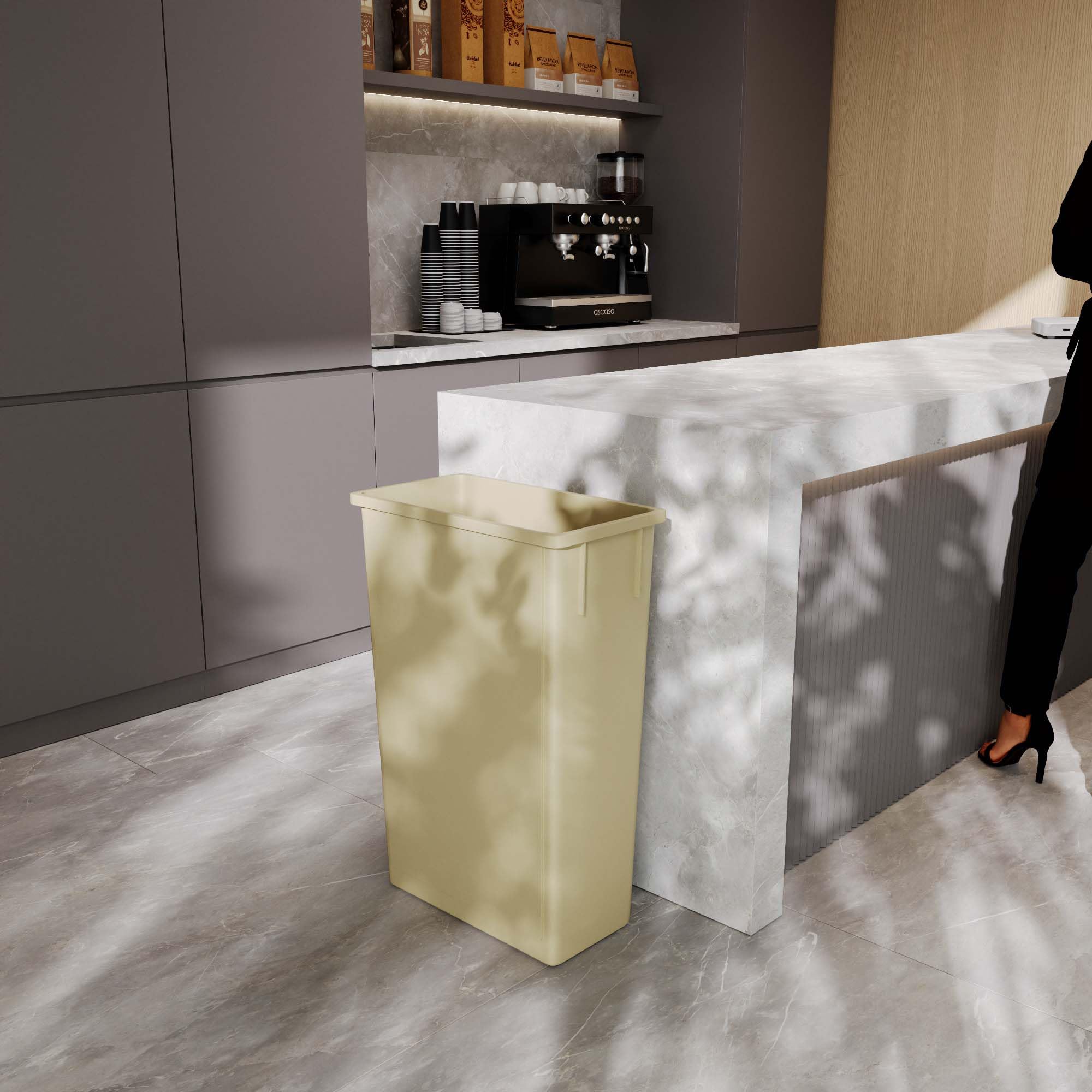 23-Gallon Beige Slim Trash Can