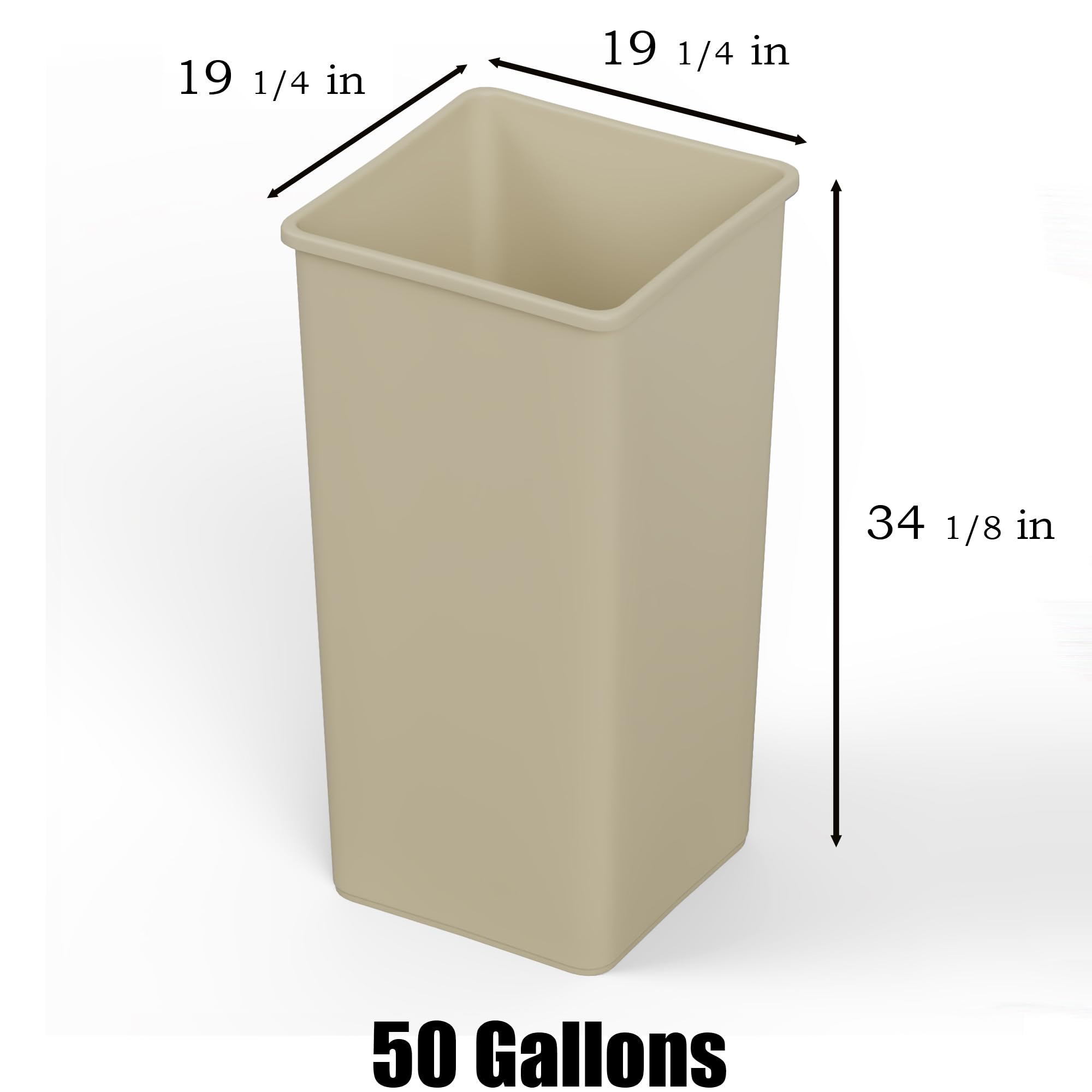 50 Gallon Beige Square Commercial Trash