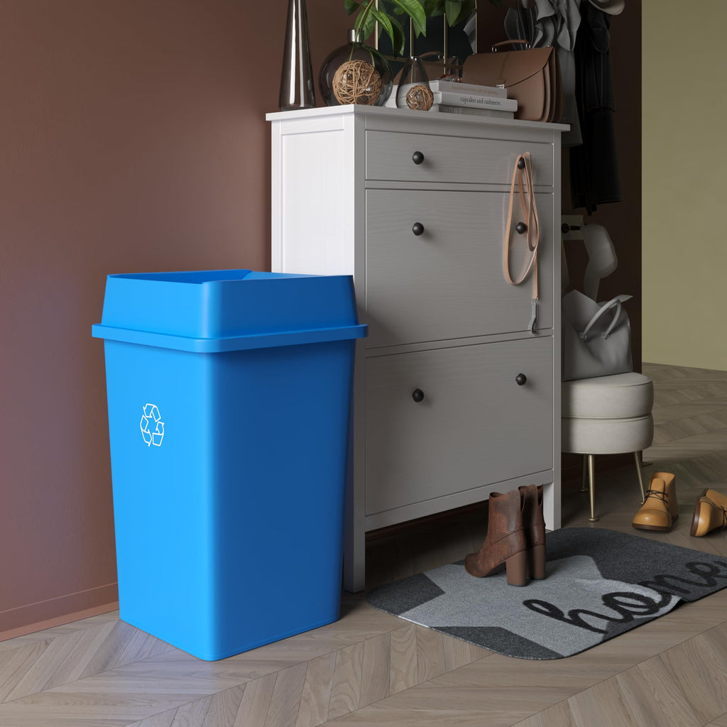 35 Gallon Blue Recycle Square Commercial Trash