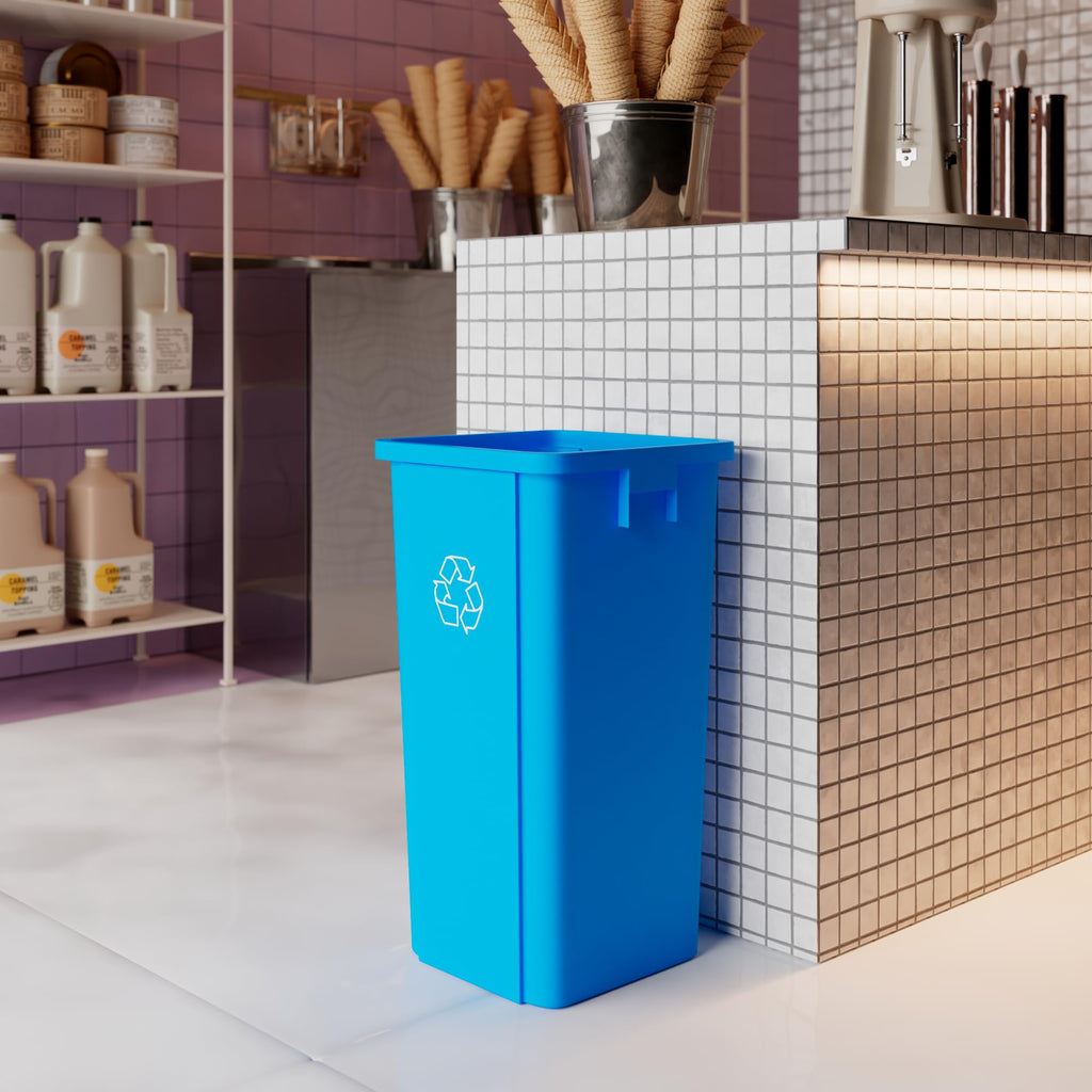 23 Gallon Blue Recycle Square Commercial Trash
