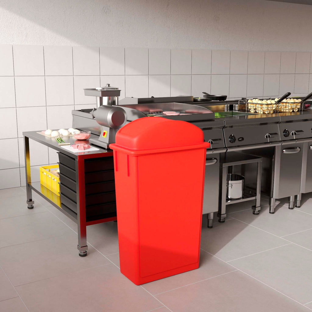 23-Gallon Red Slim Trash Can with Swing Dome Lid