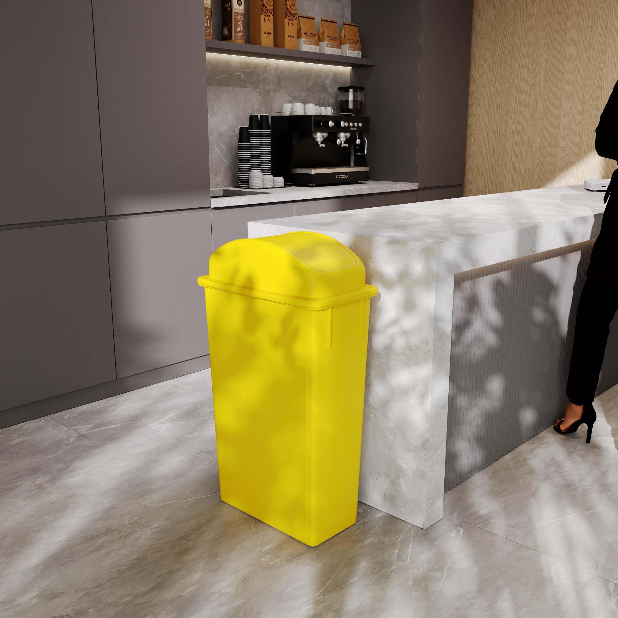 23-Gallon Yellow Slim Trash Can with Swing Dome Lid