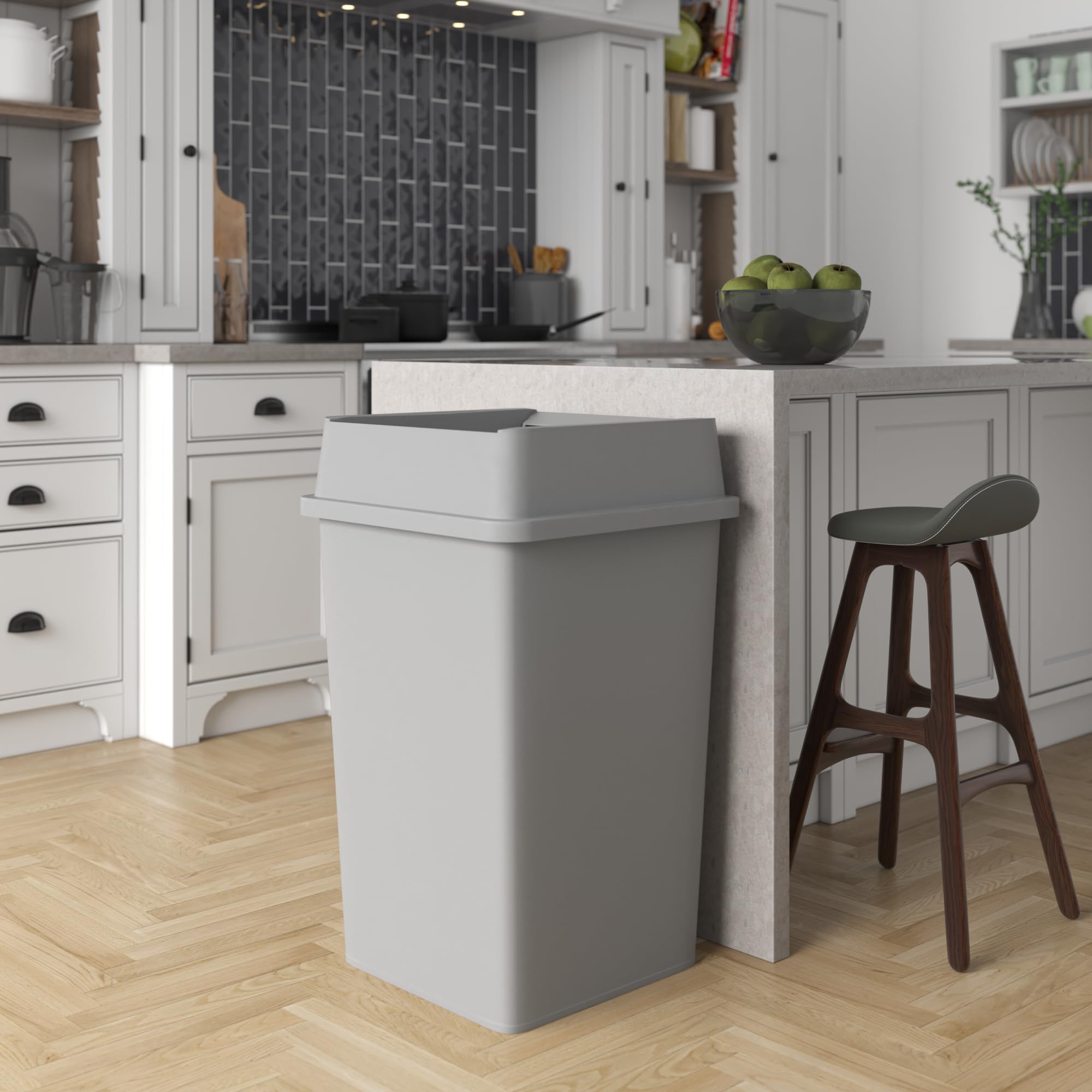 35 Gallon Gray Square Commercial Trash