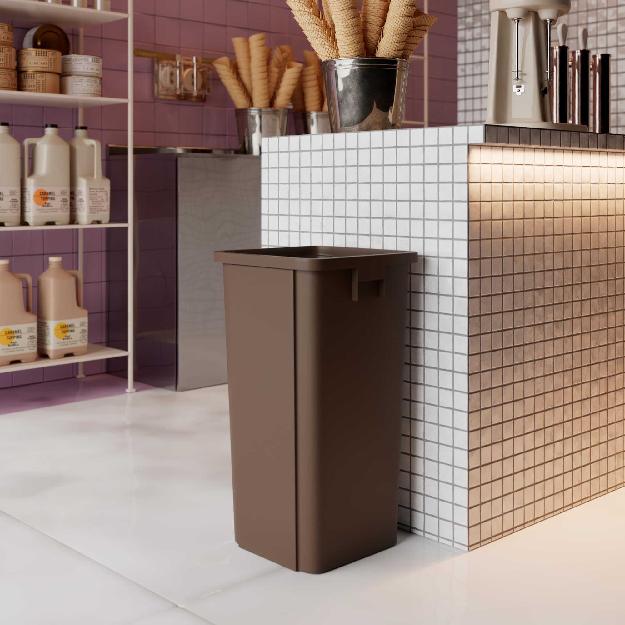 23 Gallon Brown Square Commercial Trash