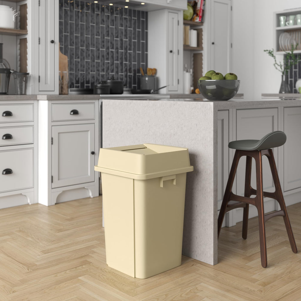 19 Gallon Beige Square Commercial Trash