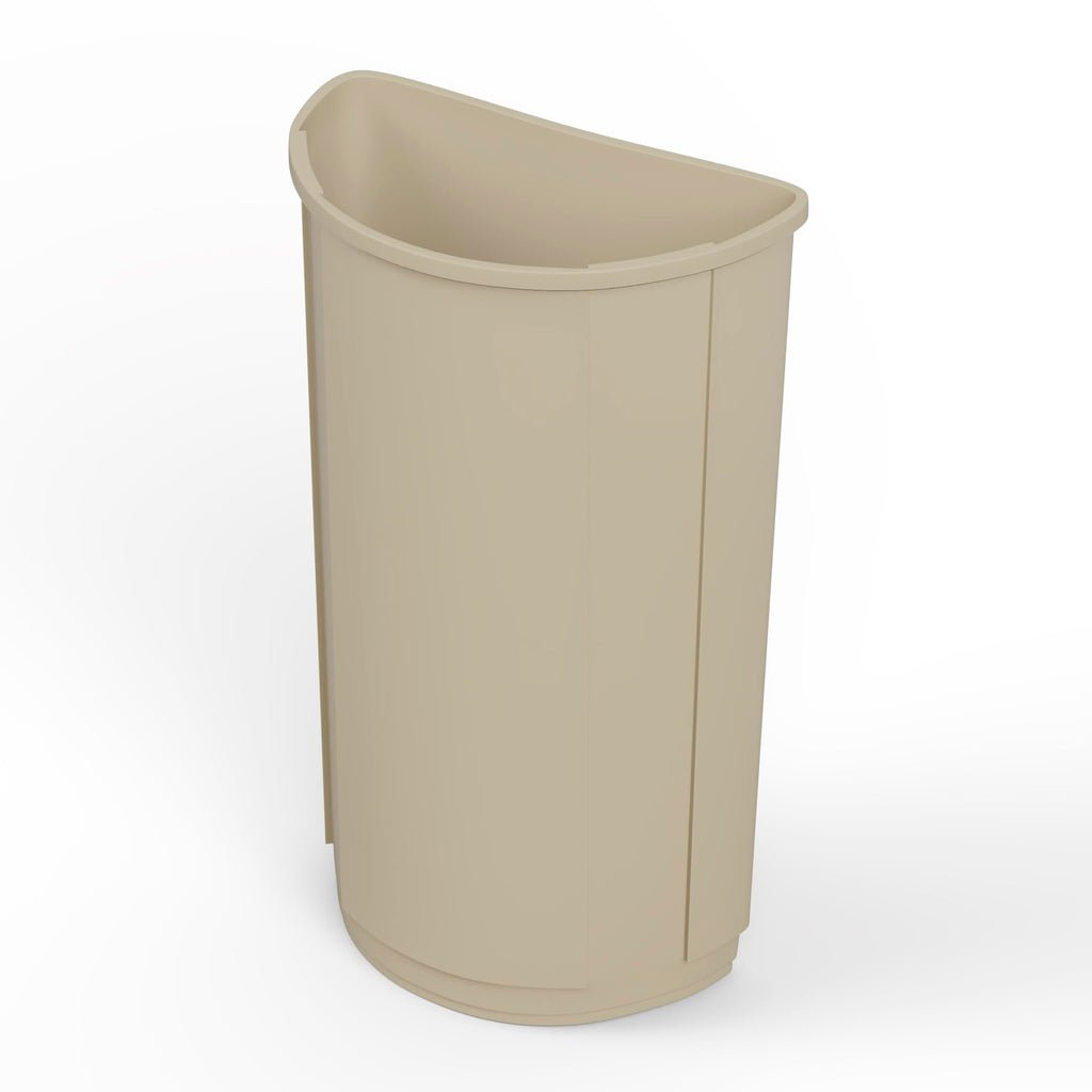 21-Gallon Beige Half-Round Commercial Trash Can