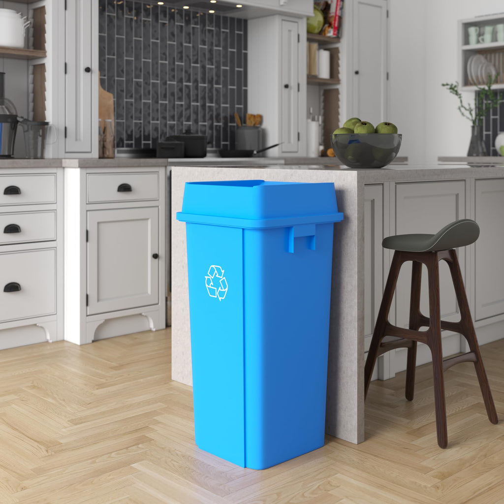 23 Gallon Blue Recycle Square Commercial Trash