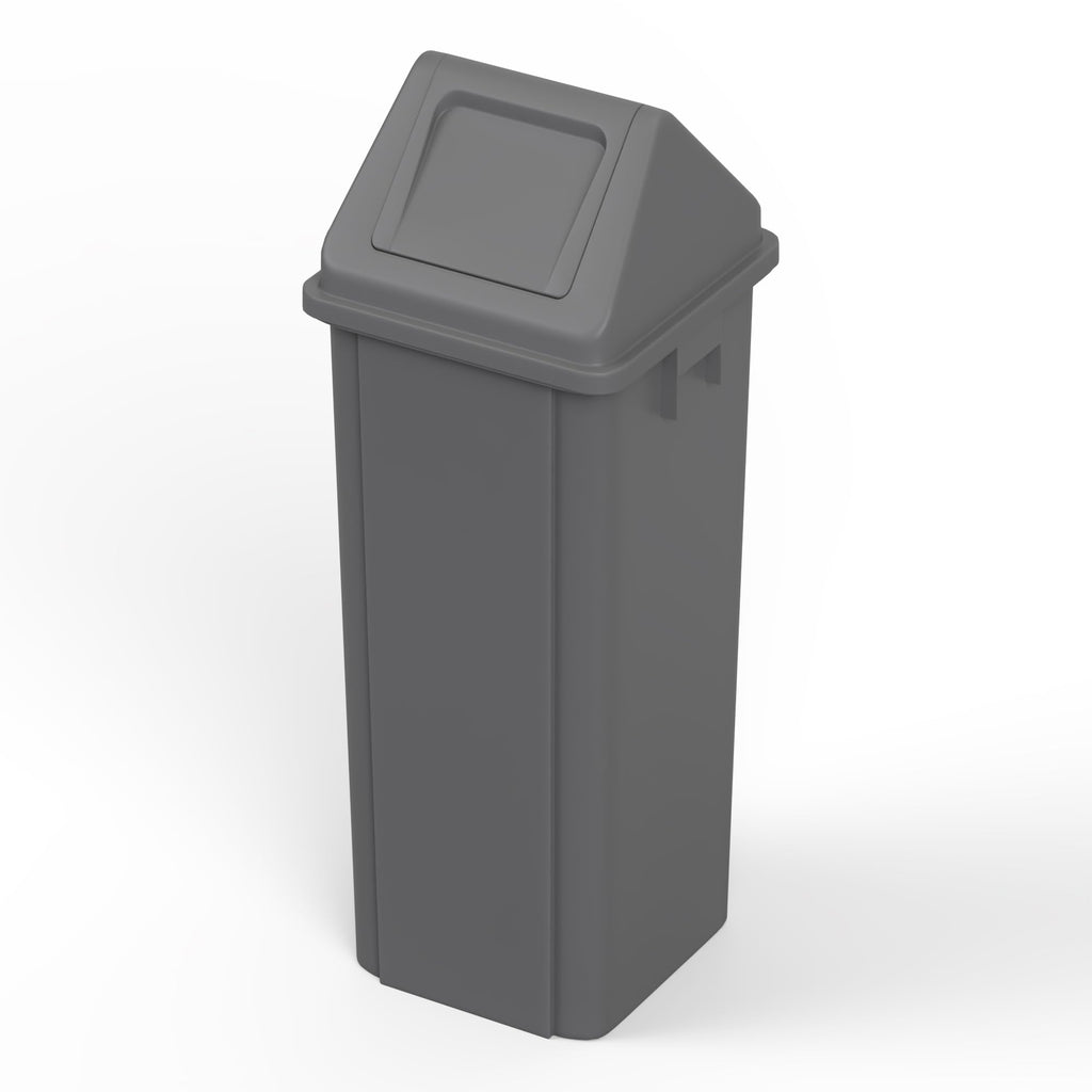 23 Gallon Gray Square Trash Can with Dome Swing Lid