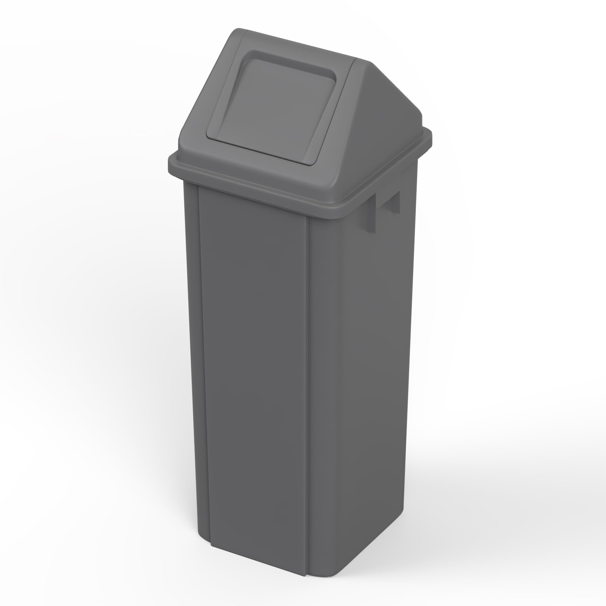 23 Gallon Gray Square Trash Can with Dome Swing Lid
