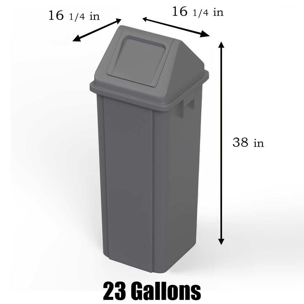 23 Gallon Gray Square Trash Can with Dome Swing Lid