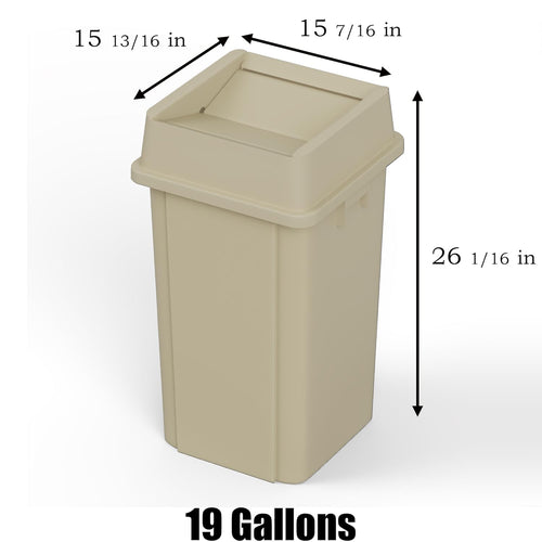 19 Gallon Beige Square Commercial Trash