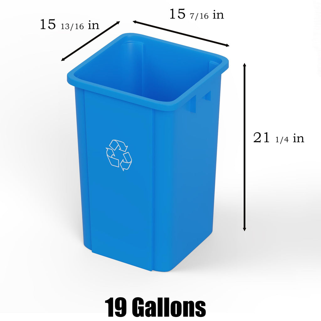 19 Gallon Blue Recycle Square Commercial Trash