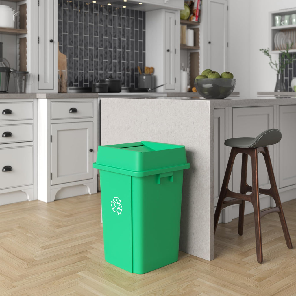 19 Gallon Green Recycle Square Commercial Trash