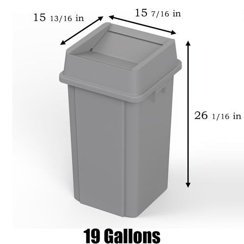19 Gallon Gray Square Commercial Trash