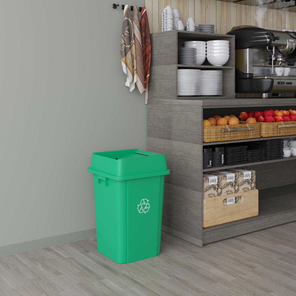 19 Gallon Green Recycle Square Commercial Trash