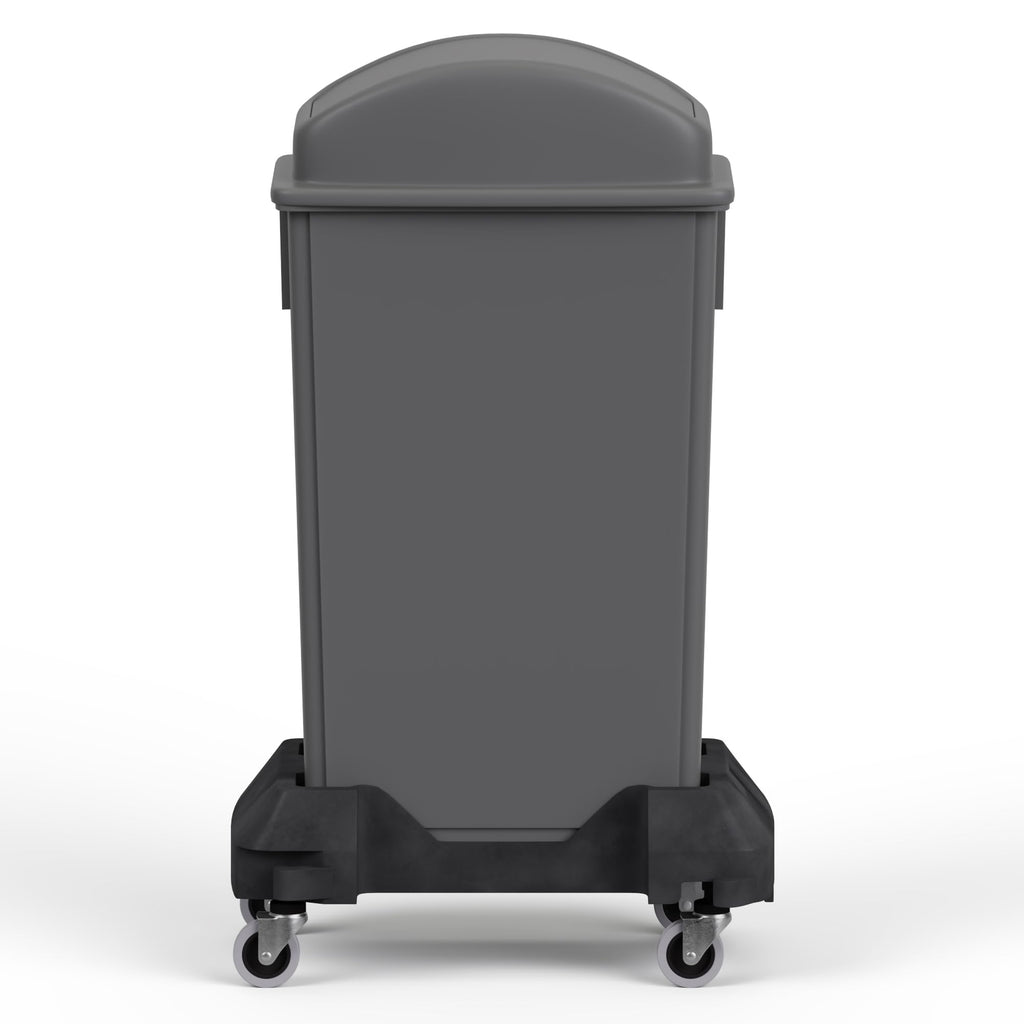 23-Gallon Gray Slim Trash Can with Swing Dome Lid and Dolly