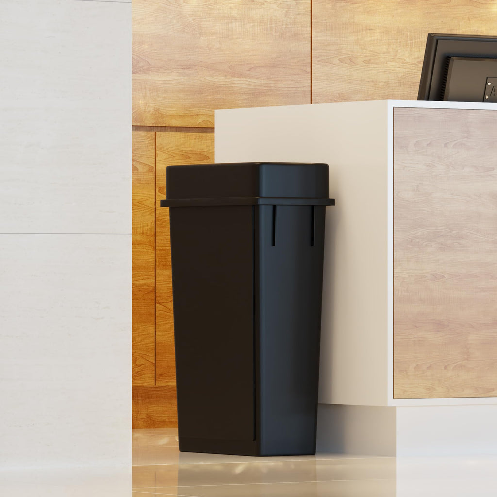 23 Gallon Black Slim Trash Can with Lid