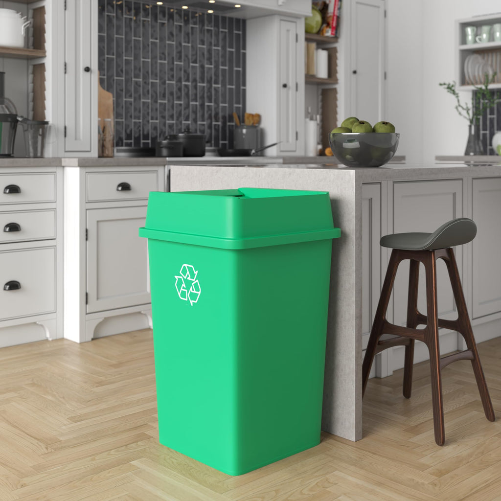35 Gallon Green Recycle Square Commercial Trash