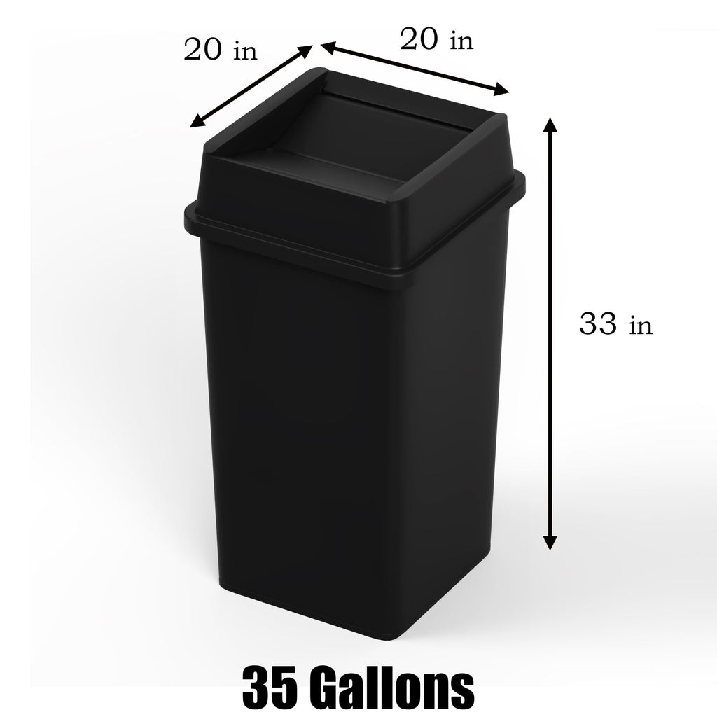 35 Gallon Black Square Commercial Trash