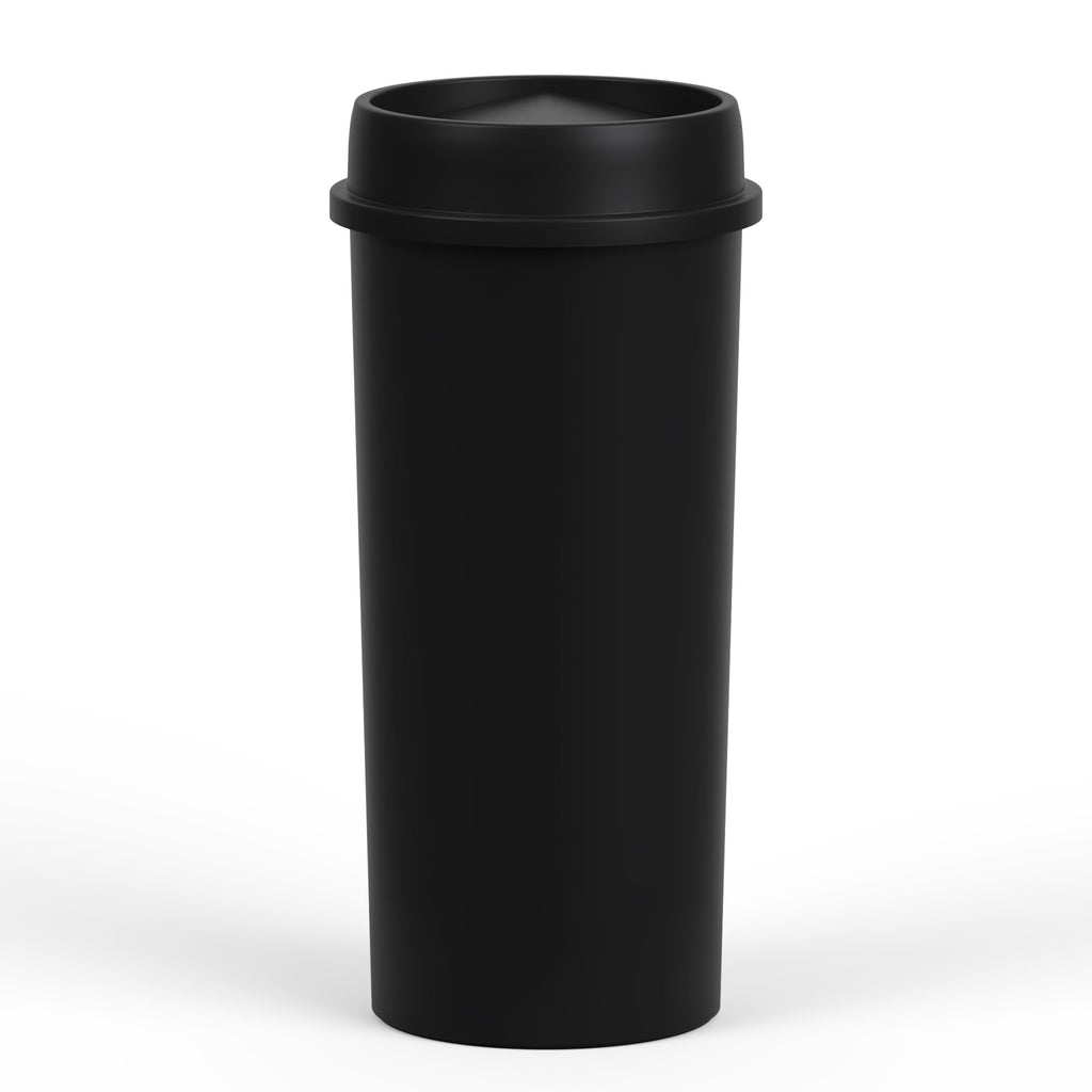 22 Gallon Black Round Waste Basket with Swing-Top Lid