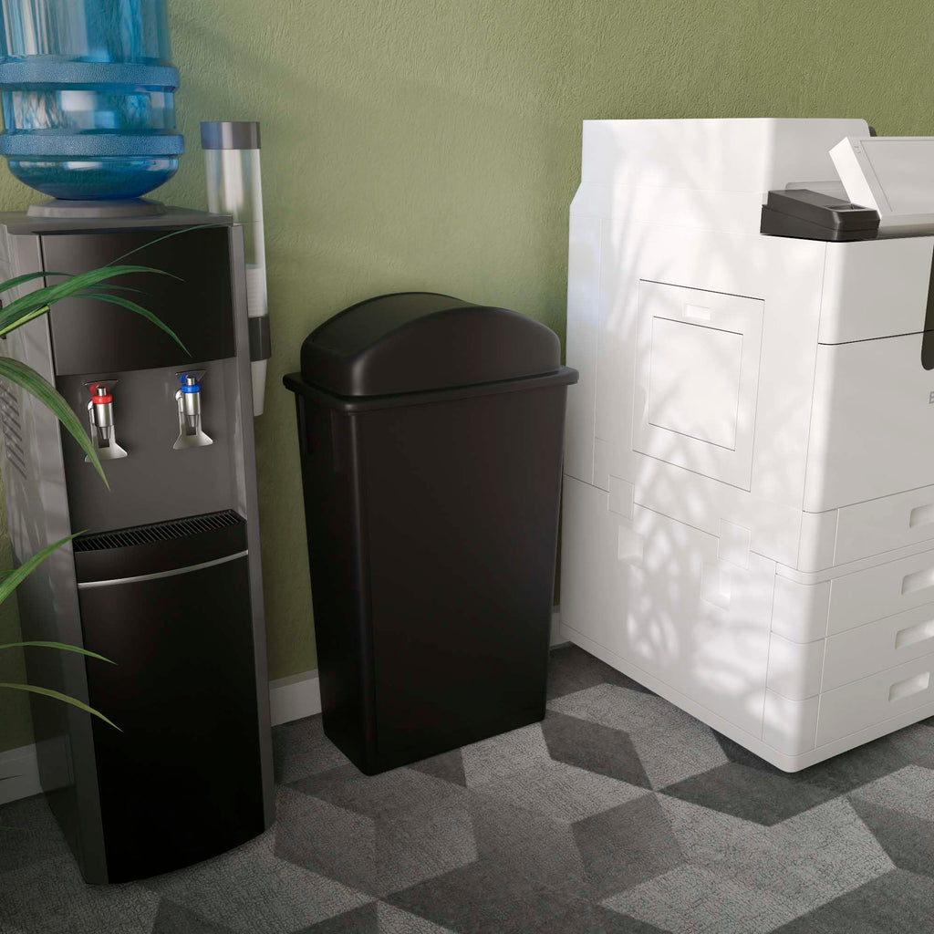 23-Gallon Black Slim Trash Can with Swing Dome Lid