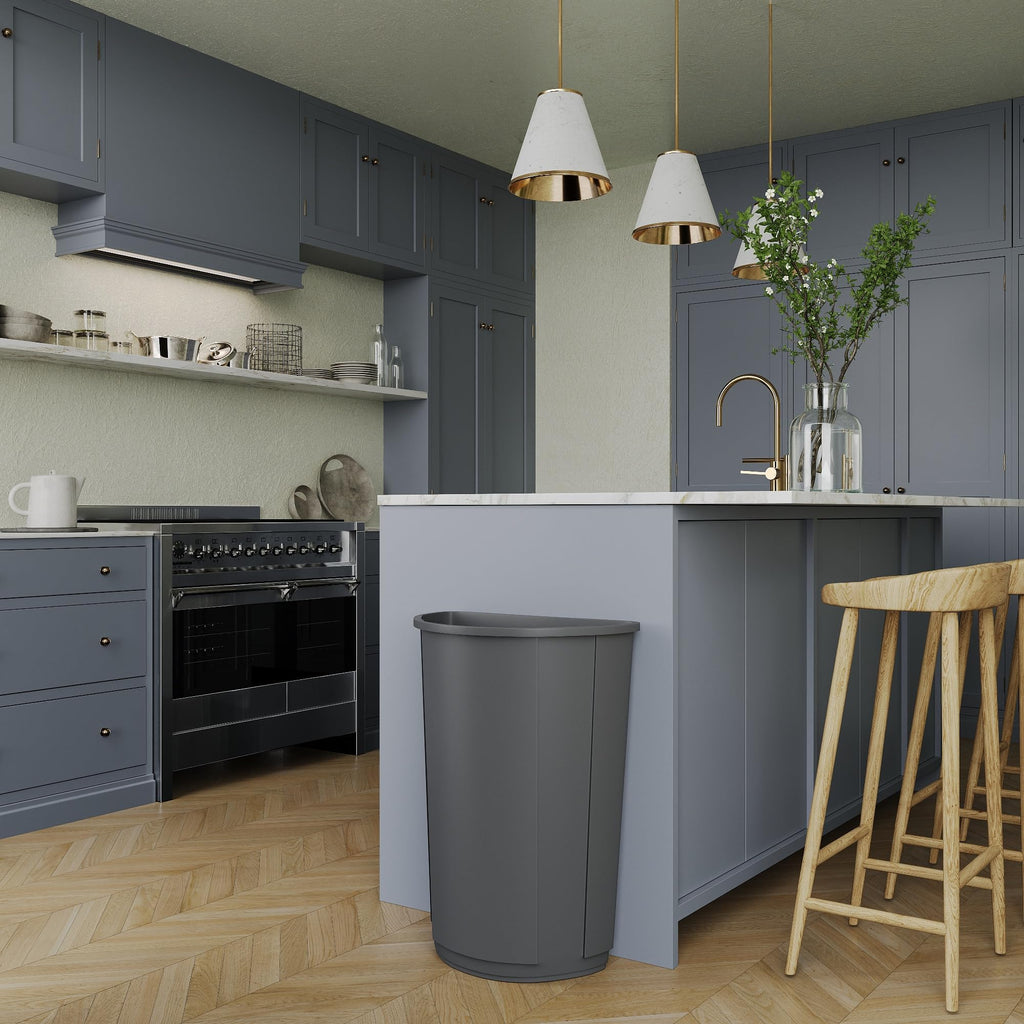 21-Gallon Half-Round Commercial Gray Trash Can