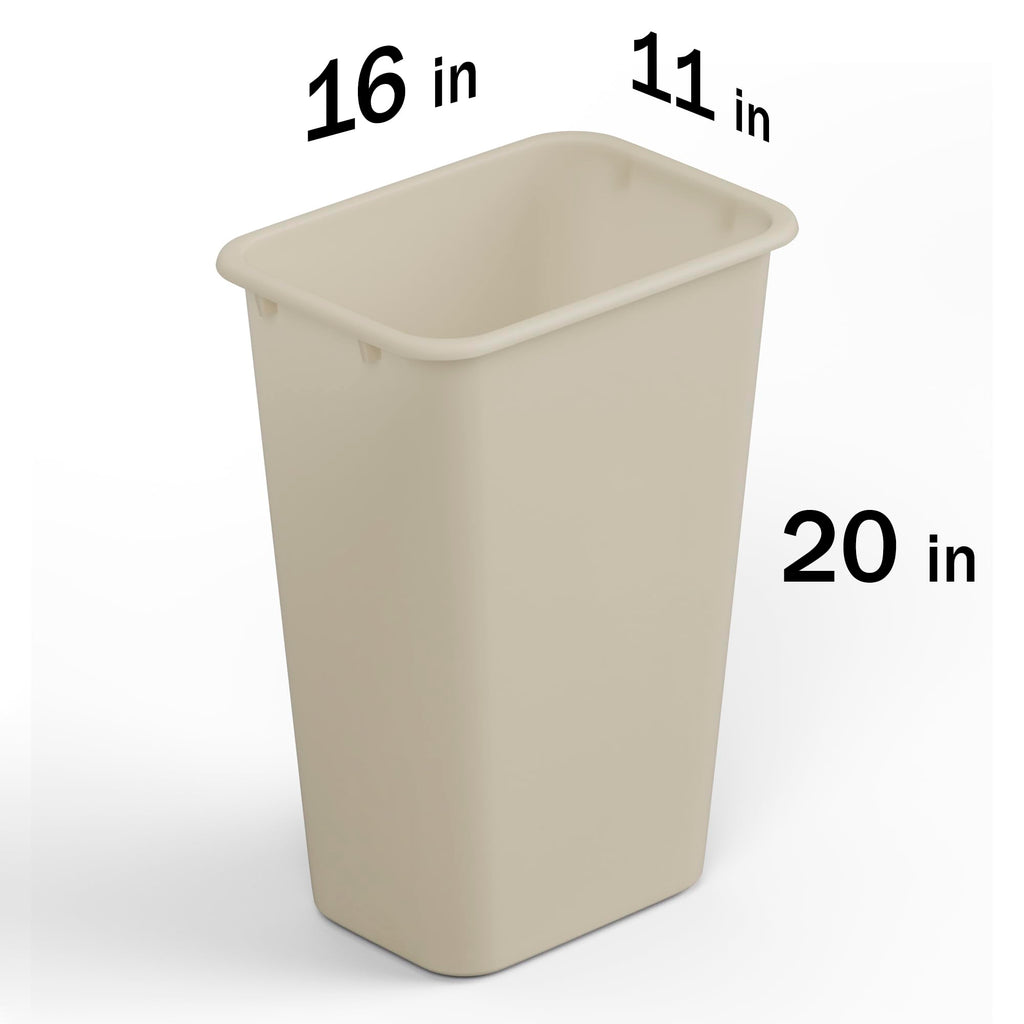 10 Gallon / 41 Qt Beige Commercial Rectangle  Trash Can