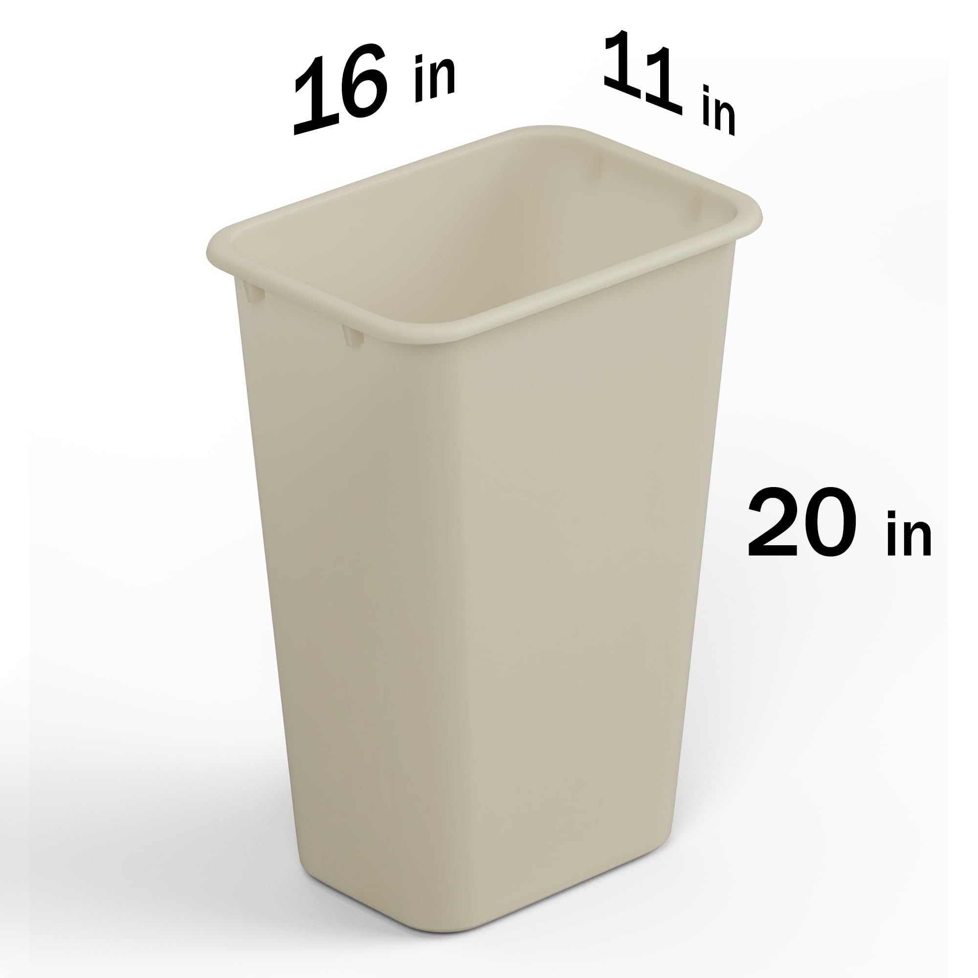 10 Gallon / 41 Qt Beige Commercial Rectangle  Trash Can