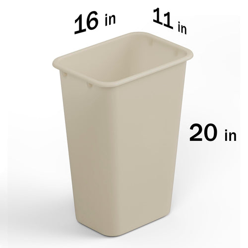 10 Gallon / 41 Qt Beige Commercial Rectangle  Trash Can