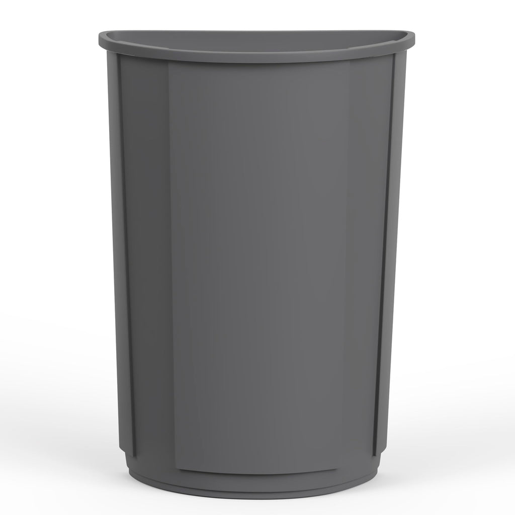 21-Gallon Half-Round Commercial Gray Trash Can