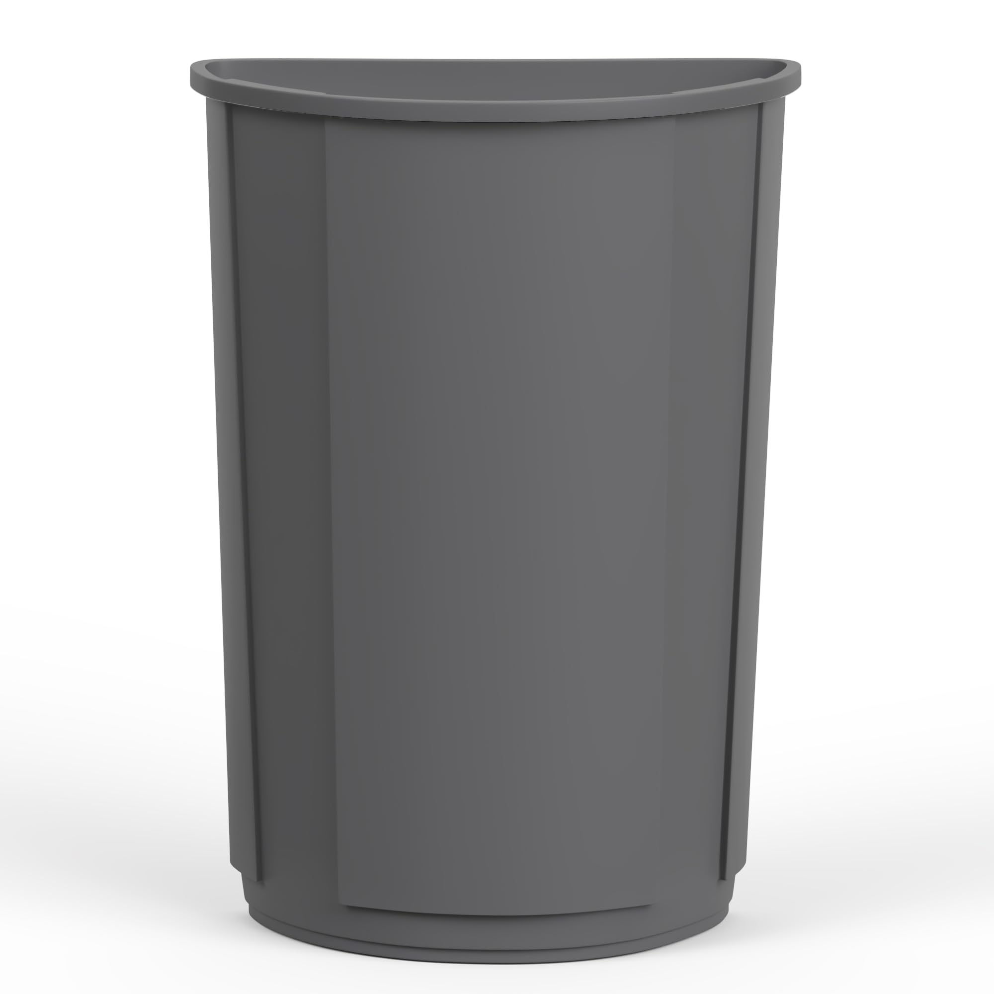 21-Gallon Half-Round Commercial Gray Trash Can