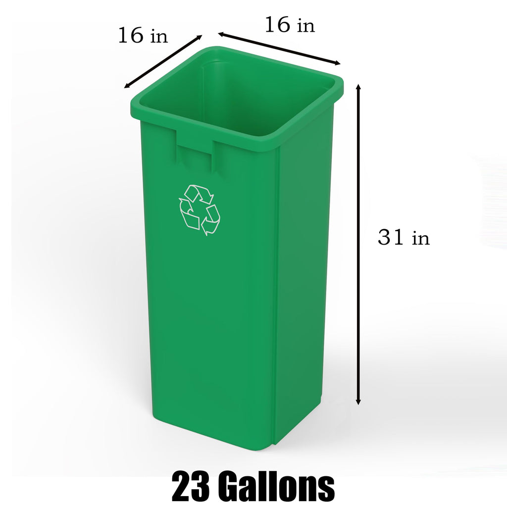 23 Gallon Green Recycle Square Commercial Trash