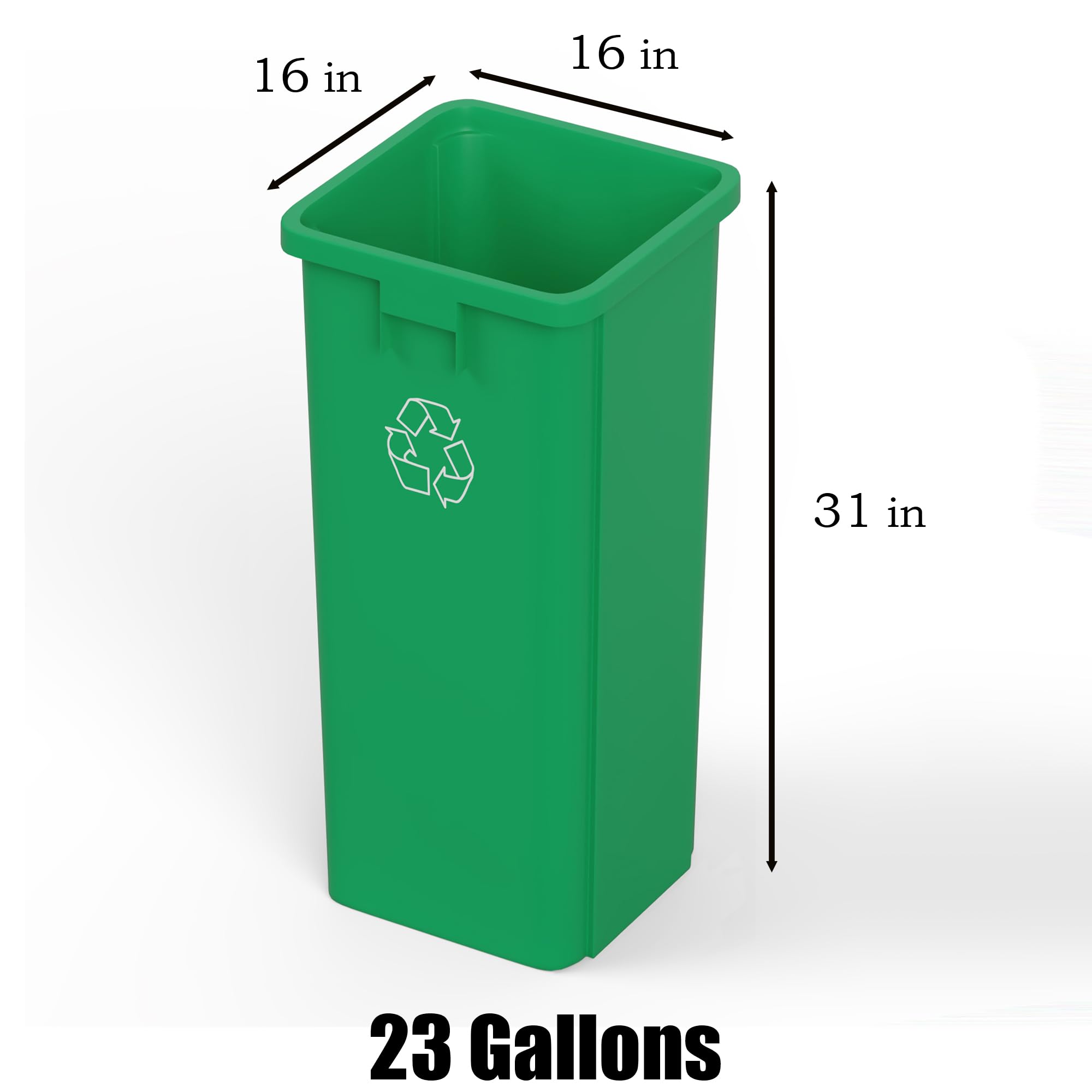 23 Gallon Green Recycle Square Commercial Trash