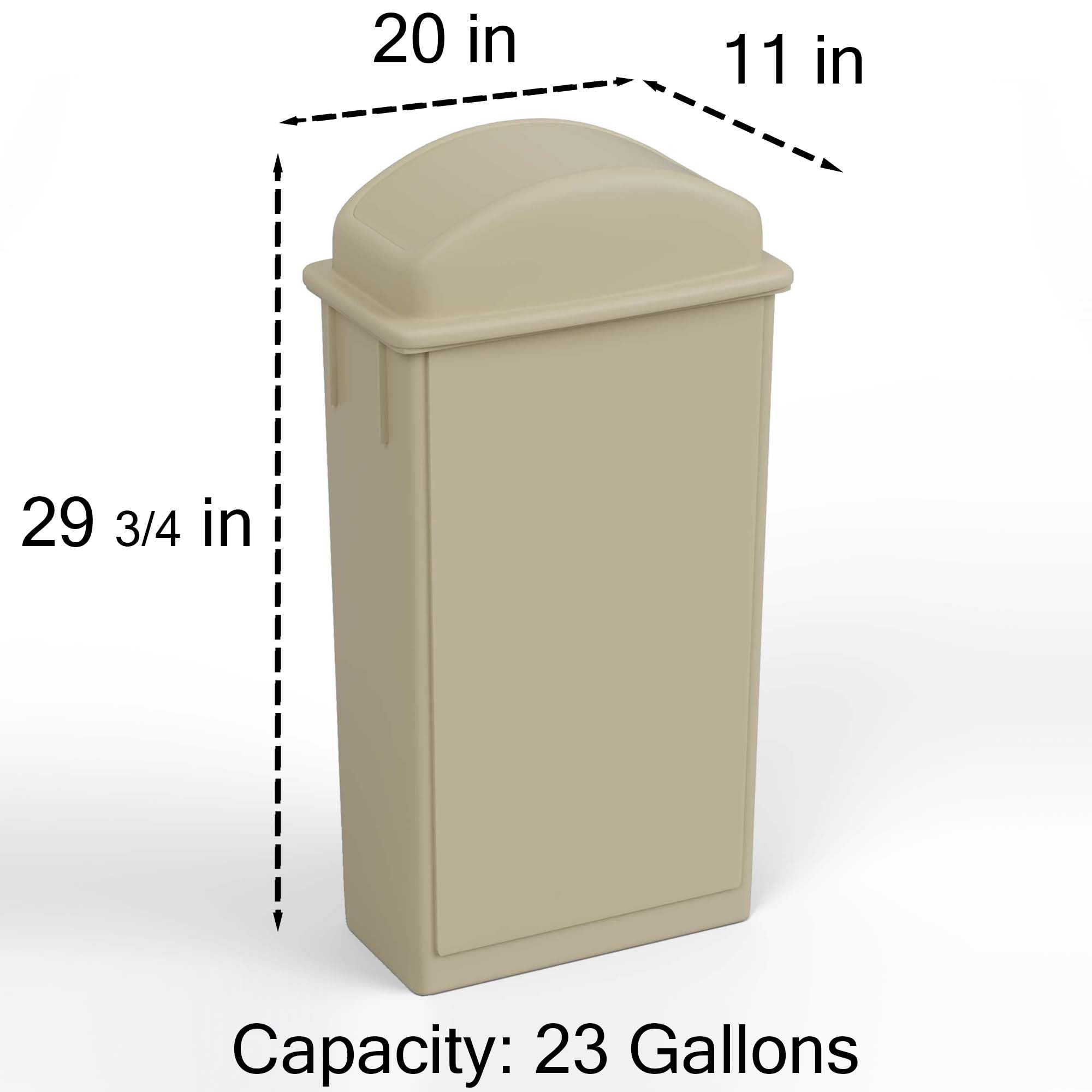 23-Gallon Beige Slim Trash Can with Swing Dome Lid