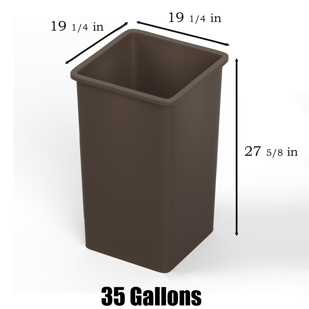 35 Gallon Brown Square Commercial Trash