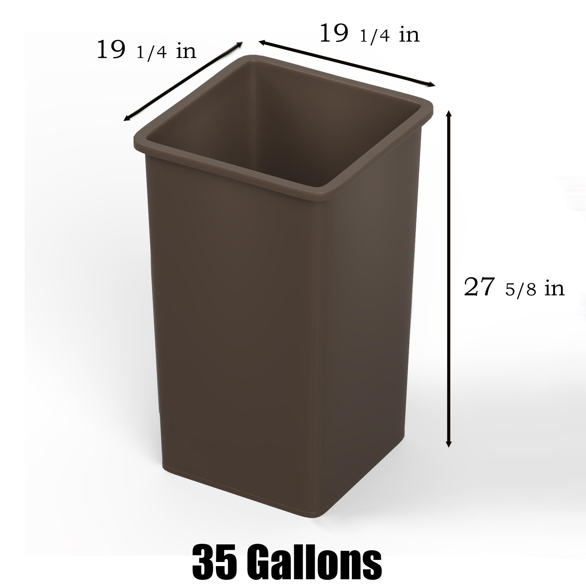 35 Gallon Brown Square Commercial Trash