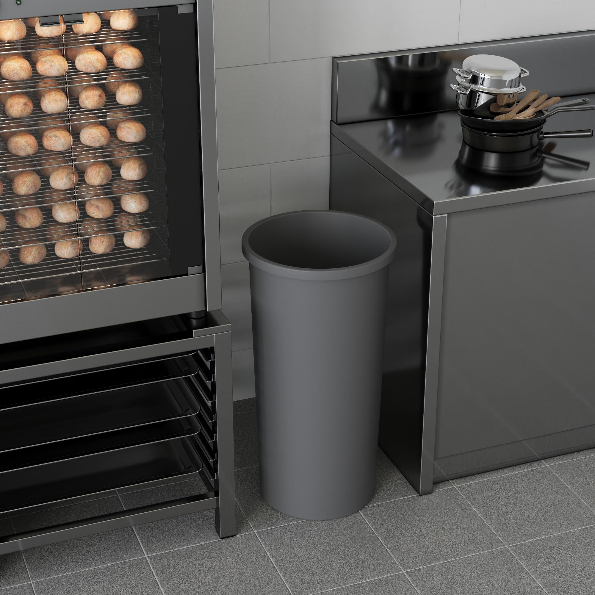 22 Gallon Gray Round Waste Basket