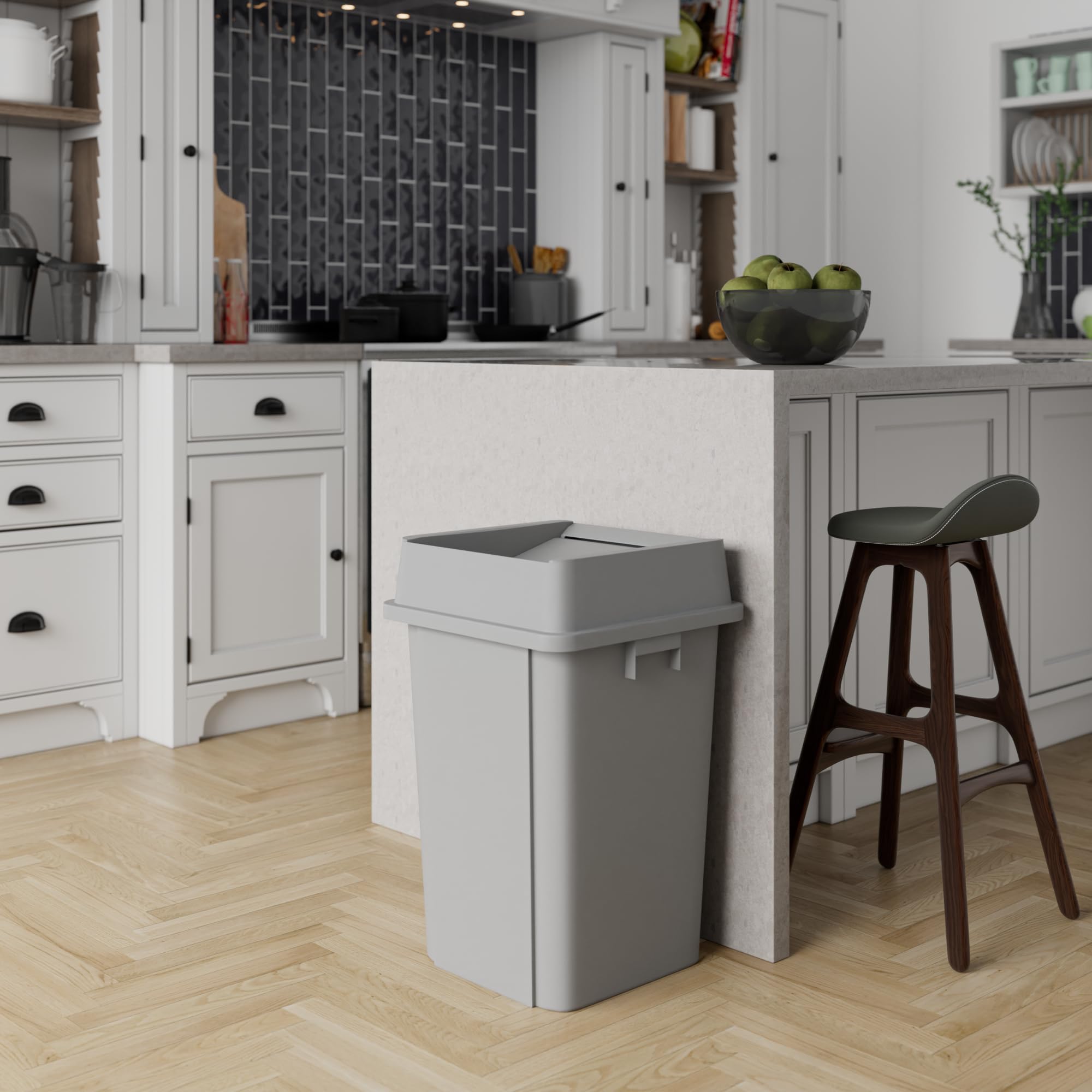 19 Gallon Gray Square Commercial Trash