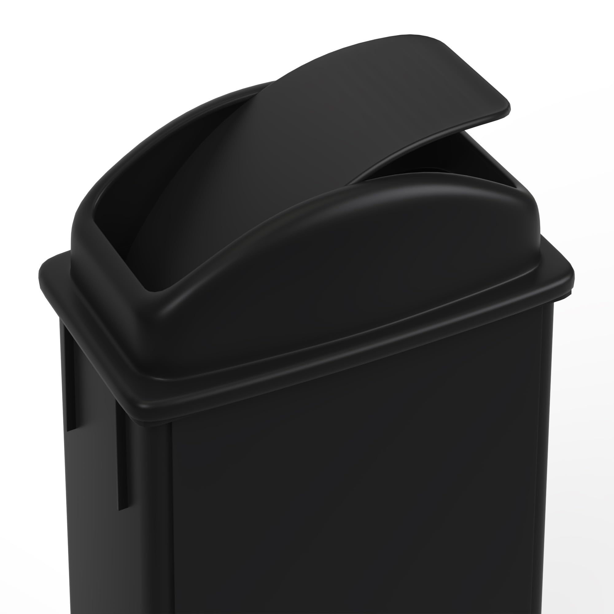 23-Gallon Black Slim Trash Can with Swing Dome Lid and Dolly